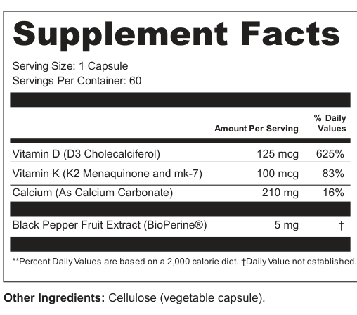 Supplement Facts for Radiant Weave